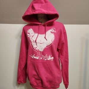 Chicken hoodie sweatshirt pink small